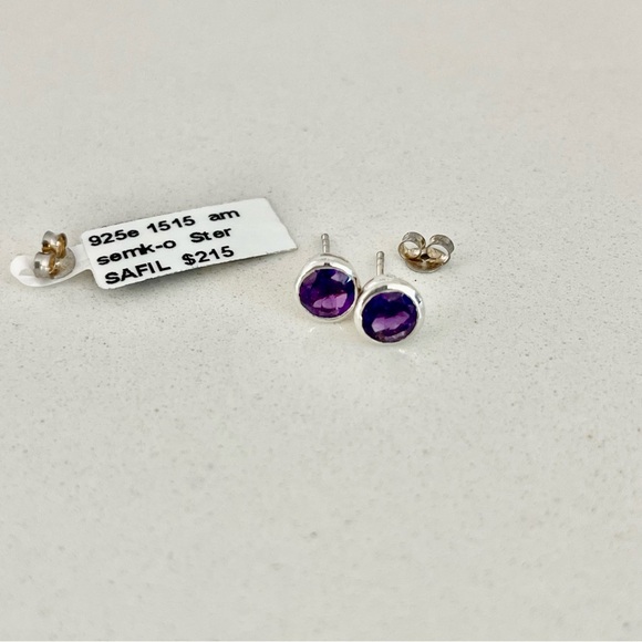 Sterling silver 925 Amethyst earrings - Picture 2 of 8